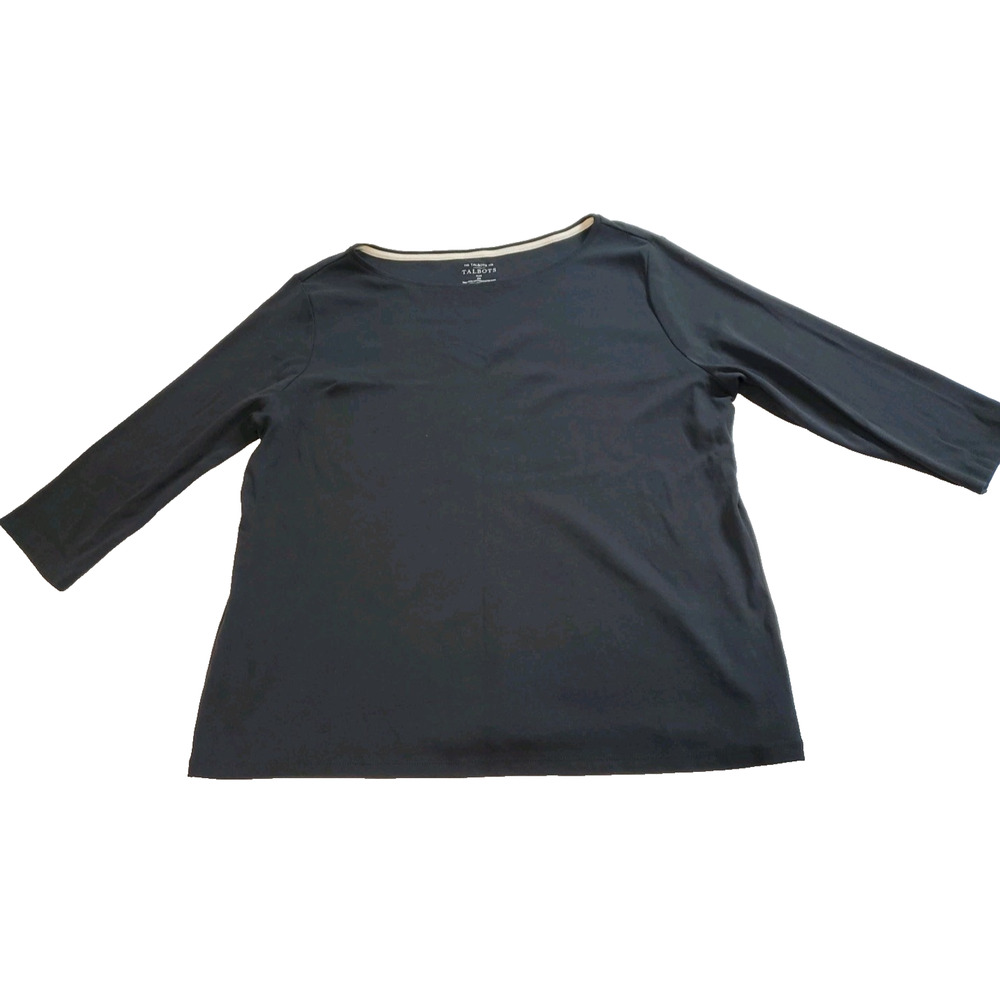 The Talbots Tee Top Womens 2X Black Pima Cotton‎ Long Sleeve Scoopneck Plus Size